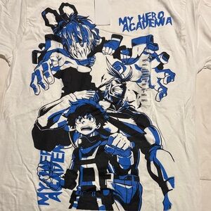 My hero academia White & Blue Graphic Tee - Anime Shirt